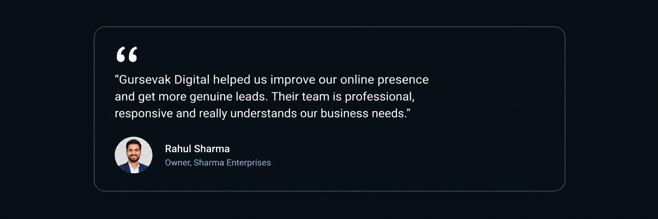 Dark UI Testimonial Card